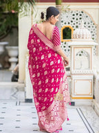 Silk Saree with Traditional Butti Design & Zari Border – Wedding & Festive Wear