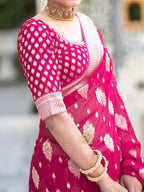 Silk Saree with Traditional Butti Design & Zari Border – Wedding & Festive Wear