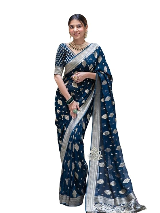 Elegant Woven Silk Saree with Traditional Butti Design & Rich Zari Border | Festive & Wedding Wear
