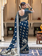 Silk Saree with Traditional Butti Design & Zari Border – Wedding & Festive Wear