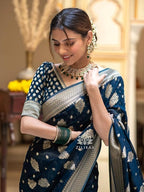 Silk Saree with Traditional Butti Design & Zari Border – Wedding & Festive Wear