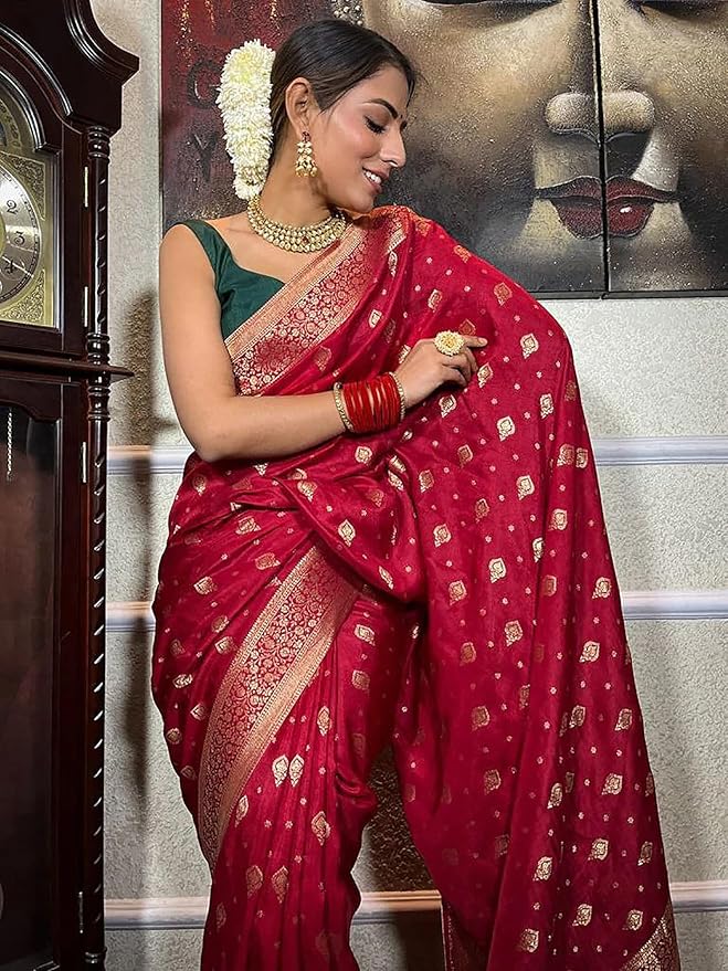 Woven Silk Saree with Traditional Zari Butti & Rich Border – Festive Wear