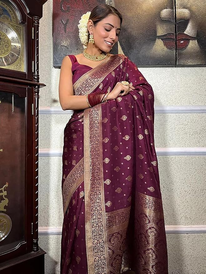 Woven Silk Saree with Traditional Zari Butti & Rich Border – Festive Wear
