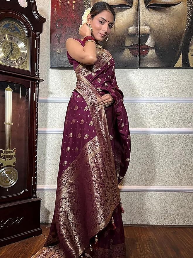Woven Silk Saree with Traditional Zari Butti & Rich Border – Festive Wear