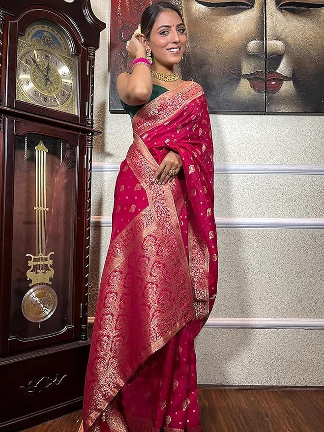 Woven Silk Saree with Traditional Zari Butti & Rich Border – Festive Wear