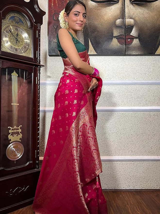 Woven Silk Saree with Traditional Zari Butti & Rich Border – Festive Wear