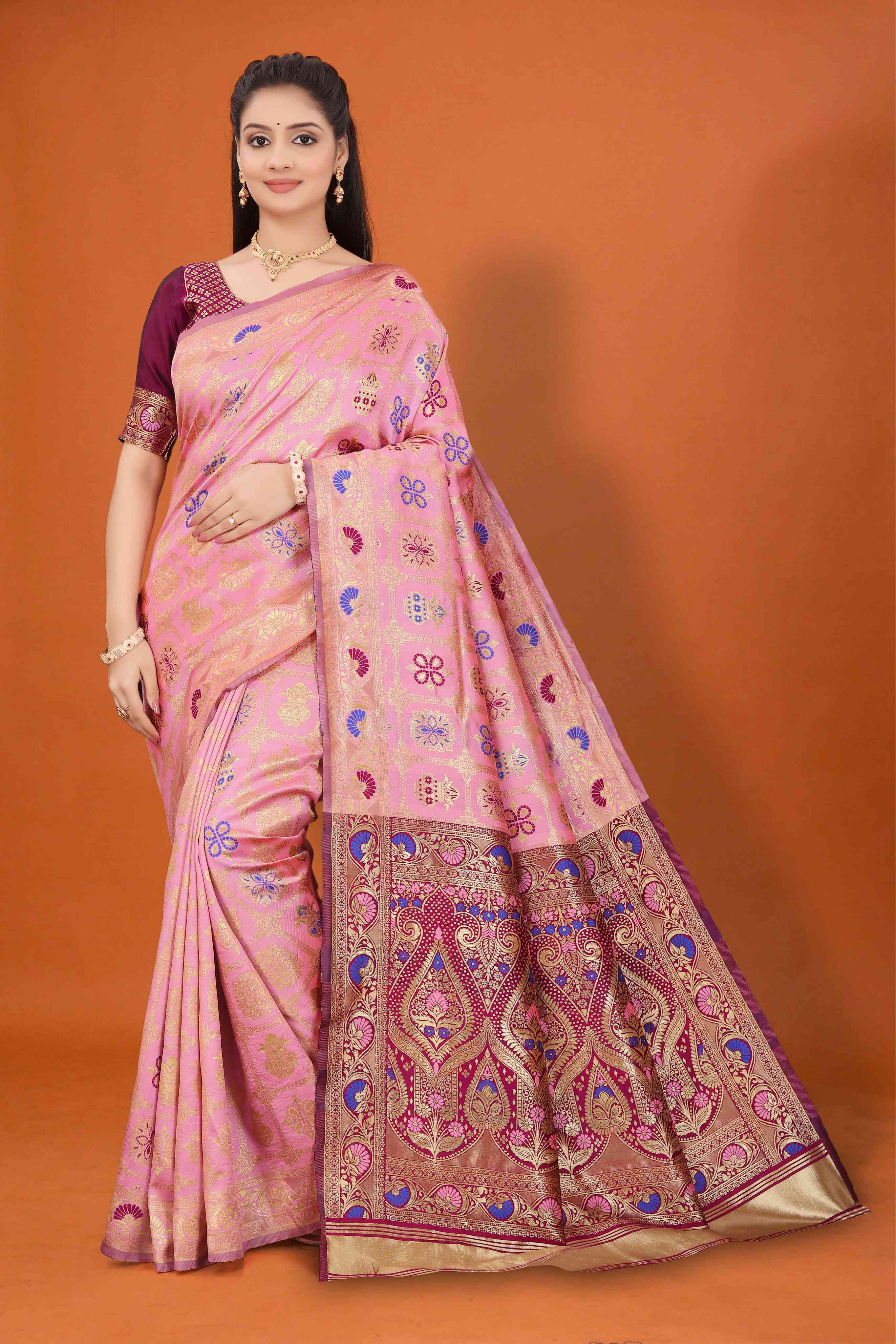Banarasi Saree for Women Wedding Wear | Silk Designer Saree with Rich Pallu