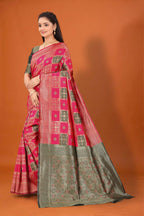 Banarasi Silk Saree for Women | Checkered Zari Design with Rich Pallu & Border