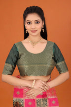 Banarasi Silk Saree for Women | Checkered Zari Design with Rich Pallu & Border