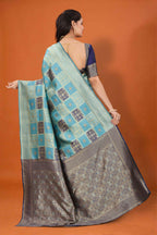 Banarasi Silk Saree for Women | Checkered Zari Design with Rich Pallu & Border
