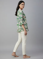 Designer Women’s Floral Tunic Top | V-Neck Bell Sleeve Ethnic Kurti