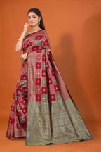 Banarasi Silk Saree for Women | Checkered Zari Design with Rich Pallu & Border
