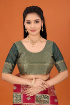 Banarasi Silk Saree for Women | Checkered Zari Design with Rich Pallu & Border