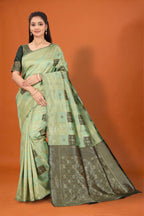 Banarasi Silk Saree for Women | Checkered Zari Design with Rich Pallu & Border