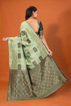Banarasi Silk Saree for Women | Checkered Zari Design with Rich Pallu & Border