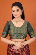 Designer Banarasi Silk Saree for Women | Traditional Motif Saree with Zari Work