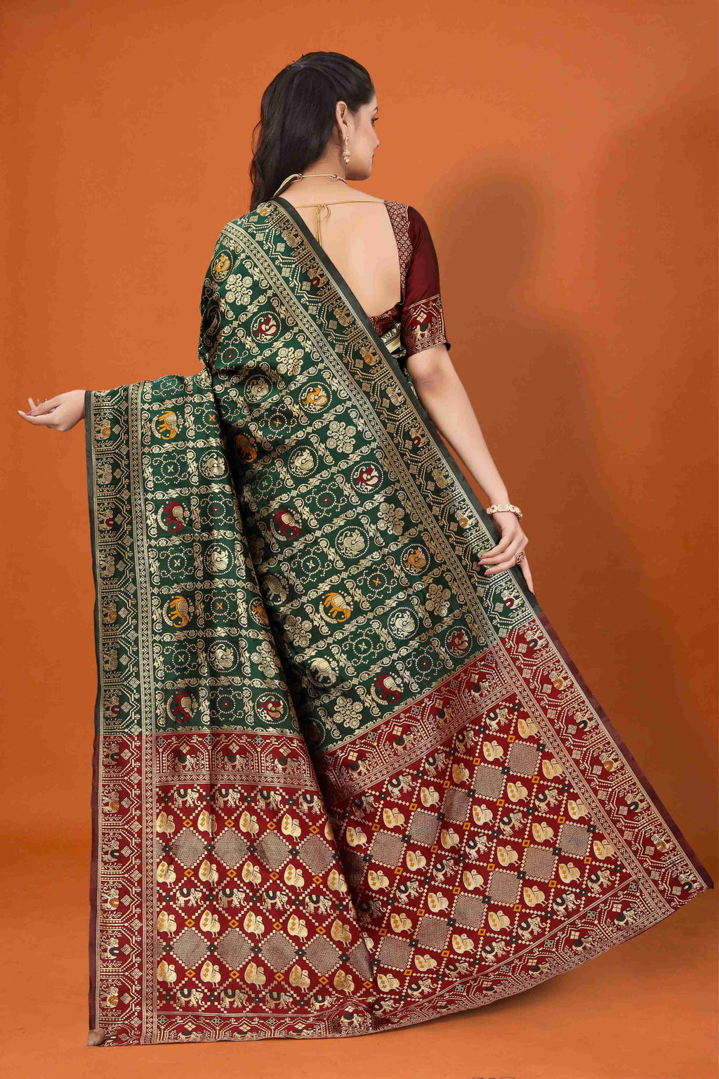 Designer Banarasi Silk Saree for Women | Traditional Motif Saree with Zari Work