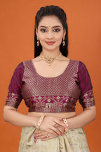 Designer Banarasi Silk Saree for Women | Traditional Motif Saree with Zari Work