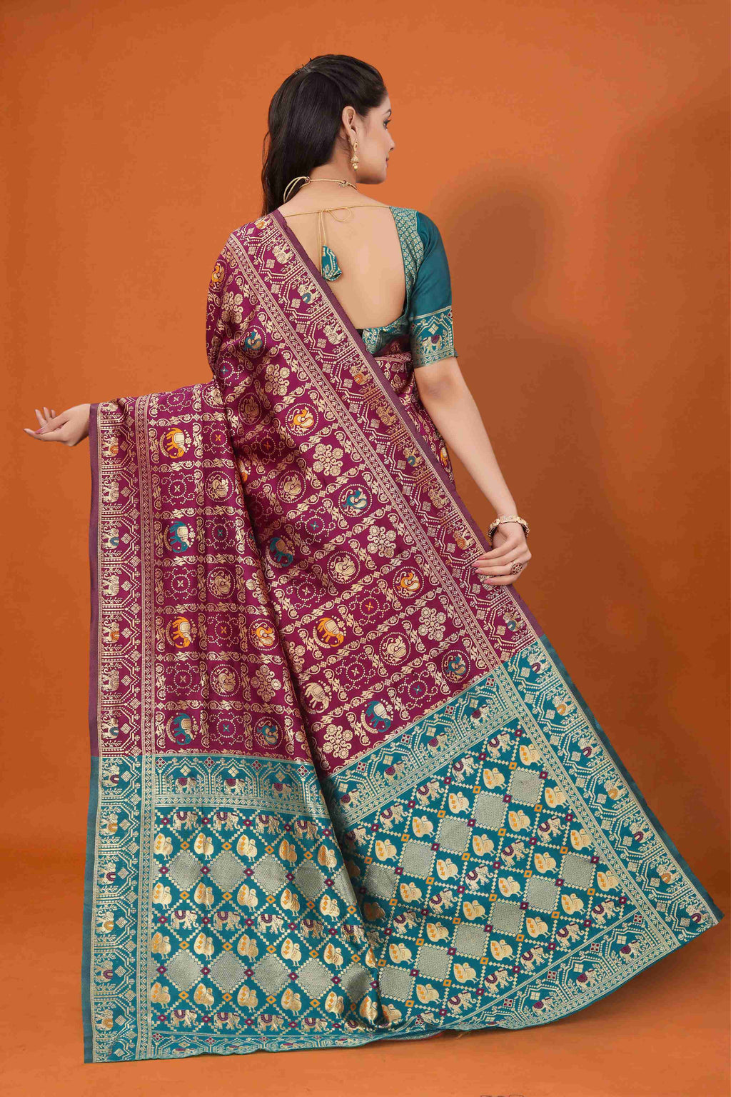 Designer Banarasi Silk Saree for Women | Traditional Motif Saree with Zari Work