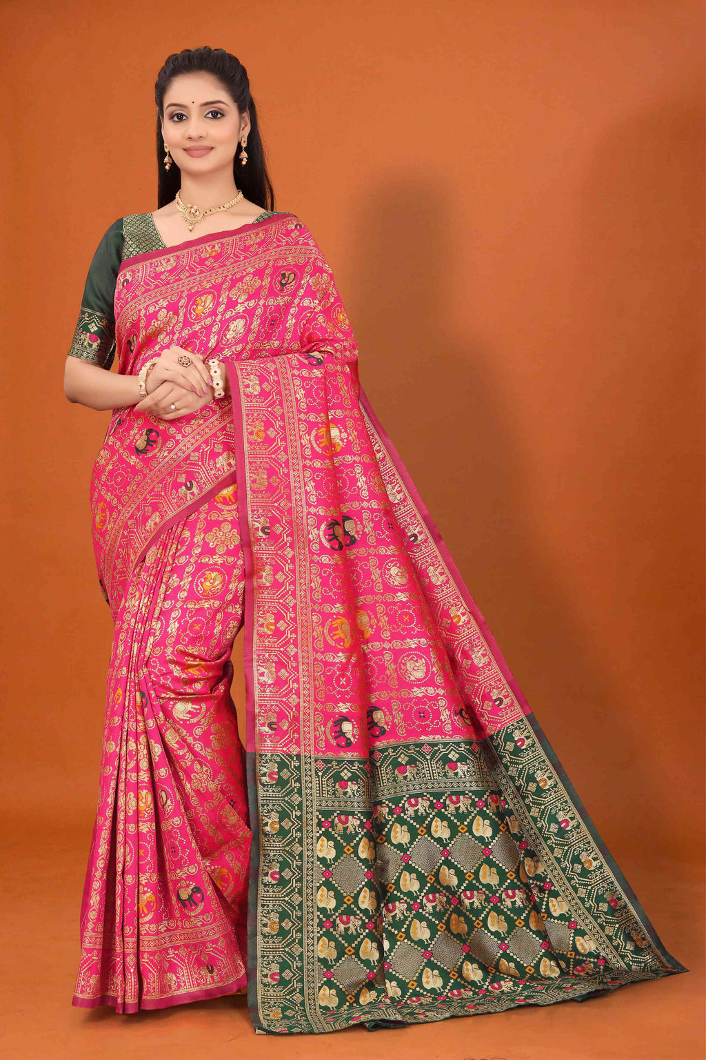 Designer Banarasi Silk Saree for Women | Traditional Motif Saree with Zari Work