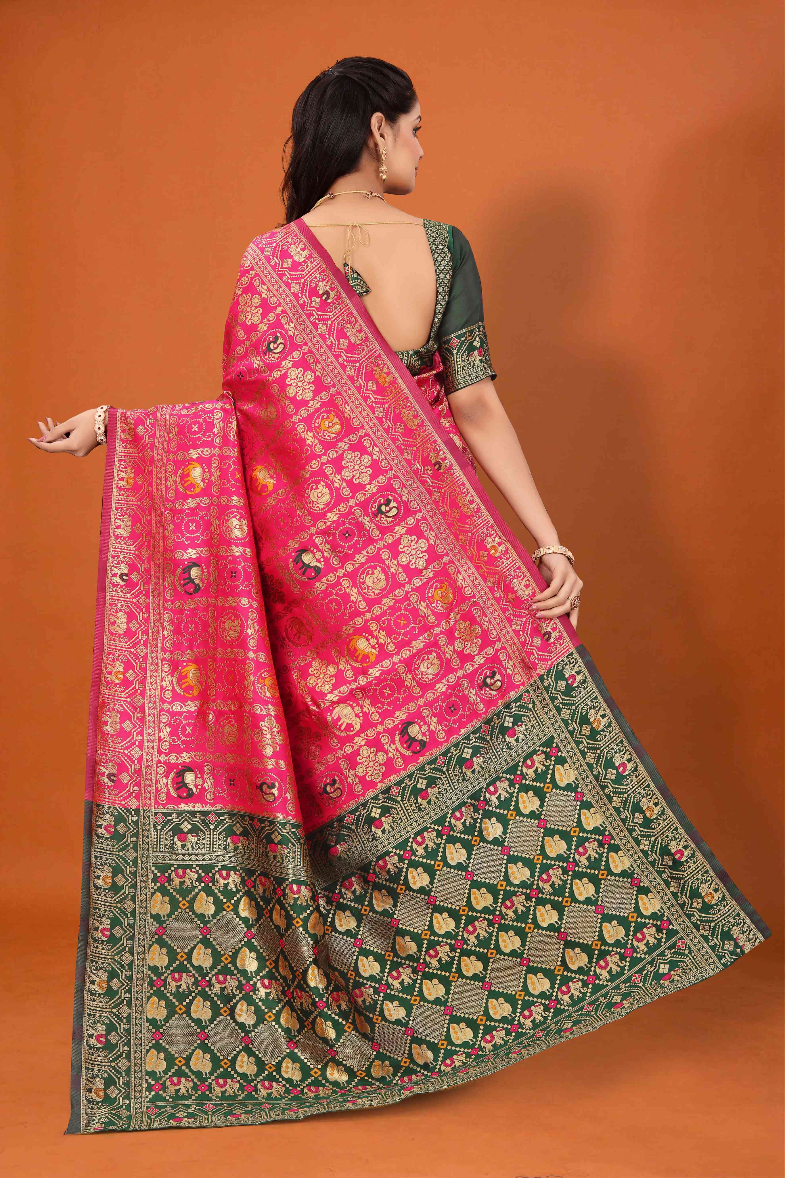 Designer Banarasi Silk Saree for Women | Traditional Motif Saree with Zari Work