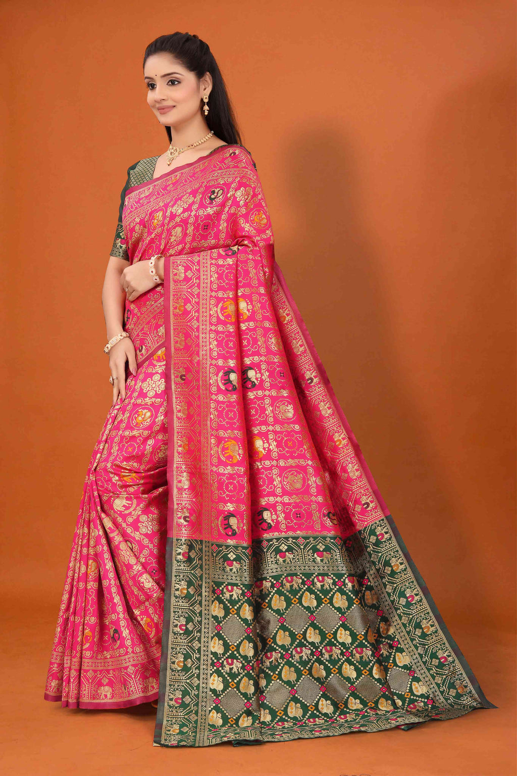 Designer Banarasi Silk Saree for Women | Traditional Motif Saree with Zari Work