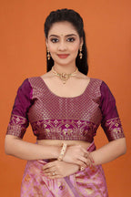 Designer Banarasi Silk Saree for Women | Traditional Motif Saree with Zari Work