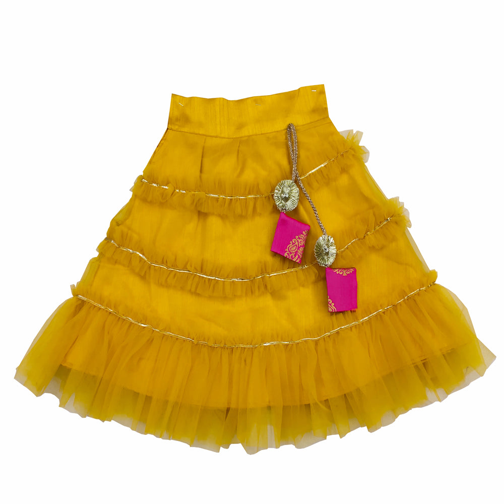 Girls Frill Lehenga Choli and Dupatta Set Party Wear