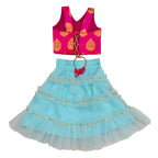 Girls Frill Lehenga Choli and Dupatta Set Party Wear