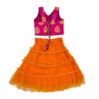 Girls Frill Lehenga Choli and Dupatta Set Party Wear