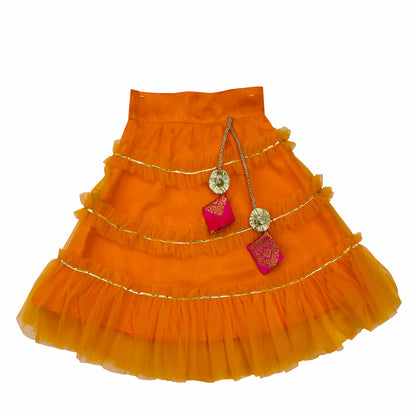 Girls Frill Lehenga Choli and Dupatta Set Party Wear