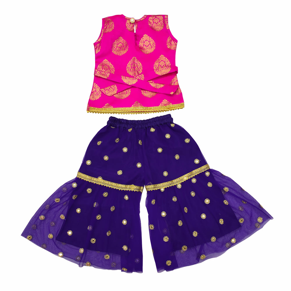 Girls Sharara Suit Dupatta Festive Wedding Ethnic Outfit Kids Party Wear