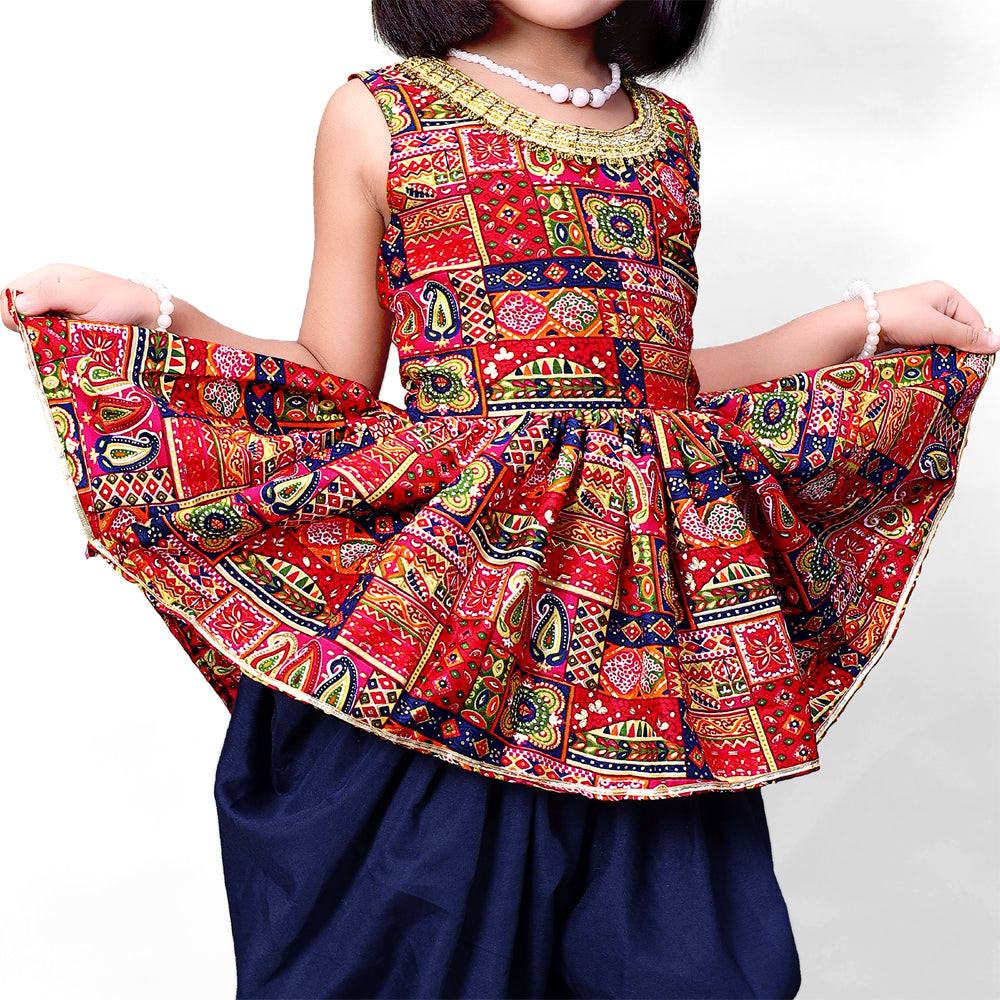 Girls Dhoti Set Peplum Ethnic Outfit for Kids Wedding Party Wear