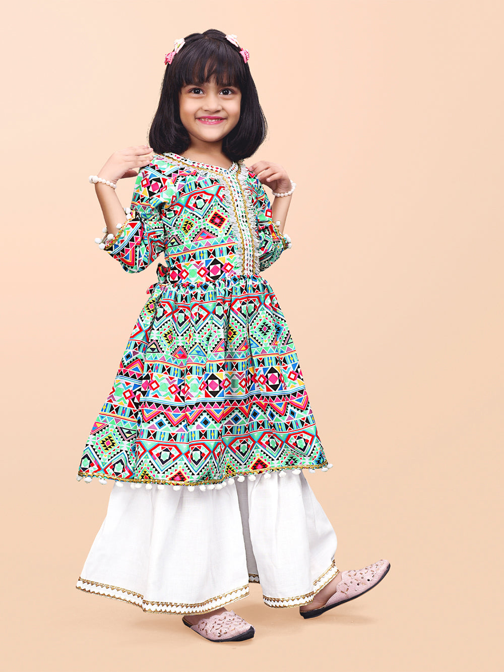 Girls Casual Kurta and Palazzo Set