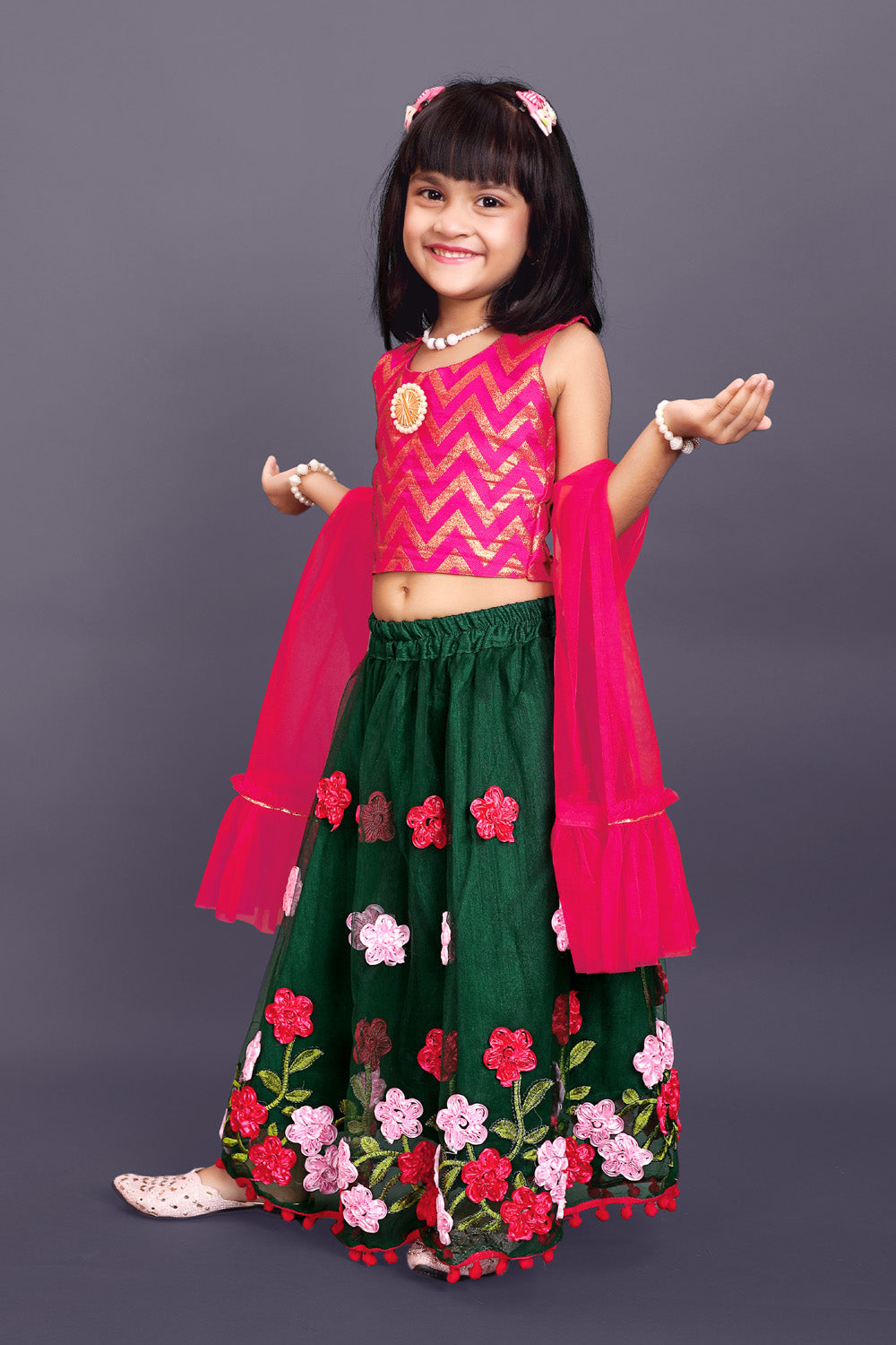 Girls Embroidered Lehenga Choli Set with Dupatta | Premium Kids Indian Wedding & Festive Wear