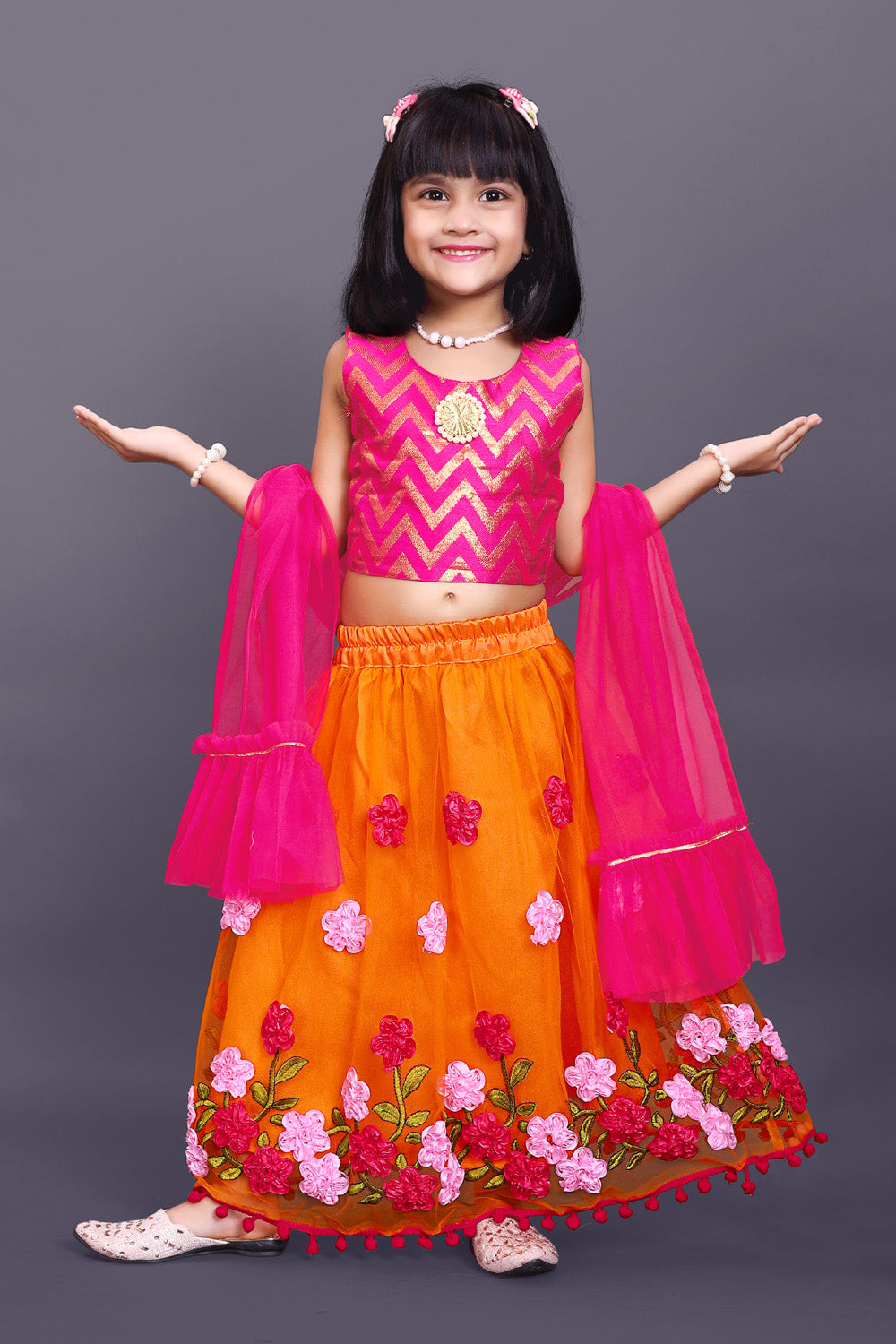 High Demand Embroidered Lehenga, Choli and Dupatta Set