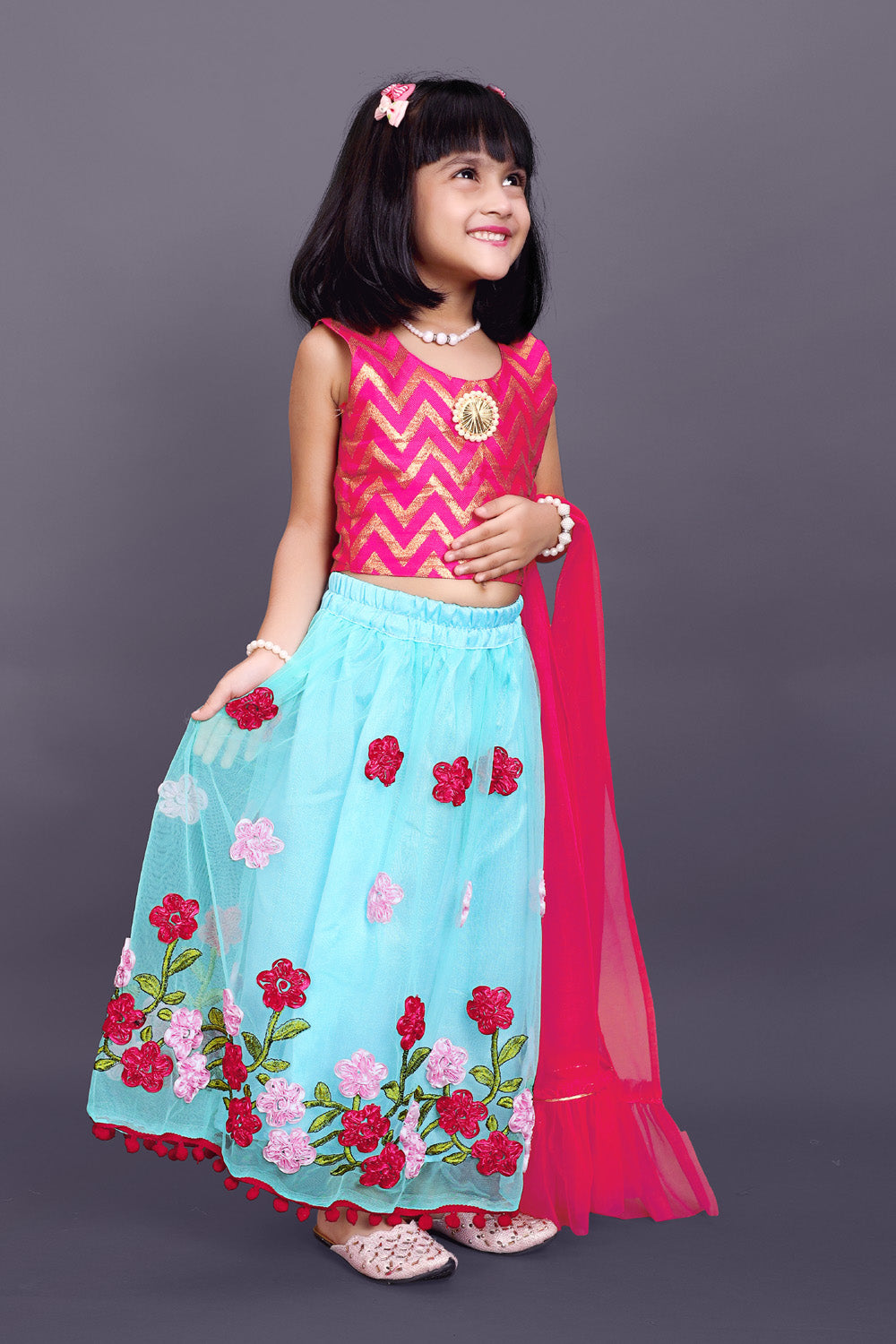 High Demand Embroidered Lehenga, Choli and Dupatta Set