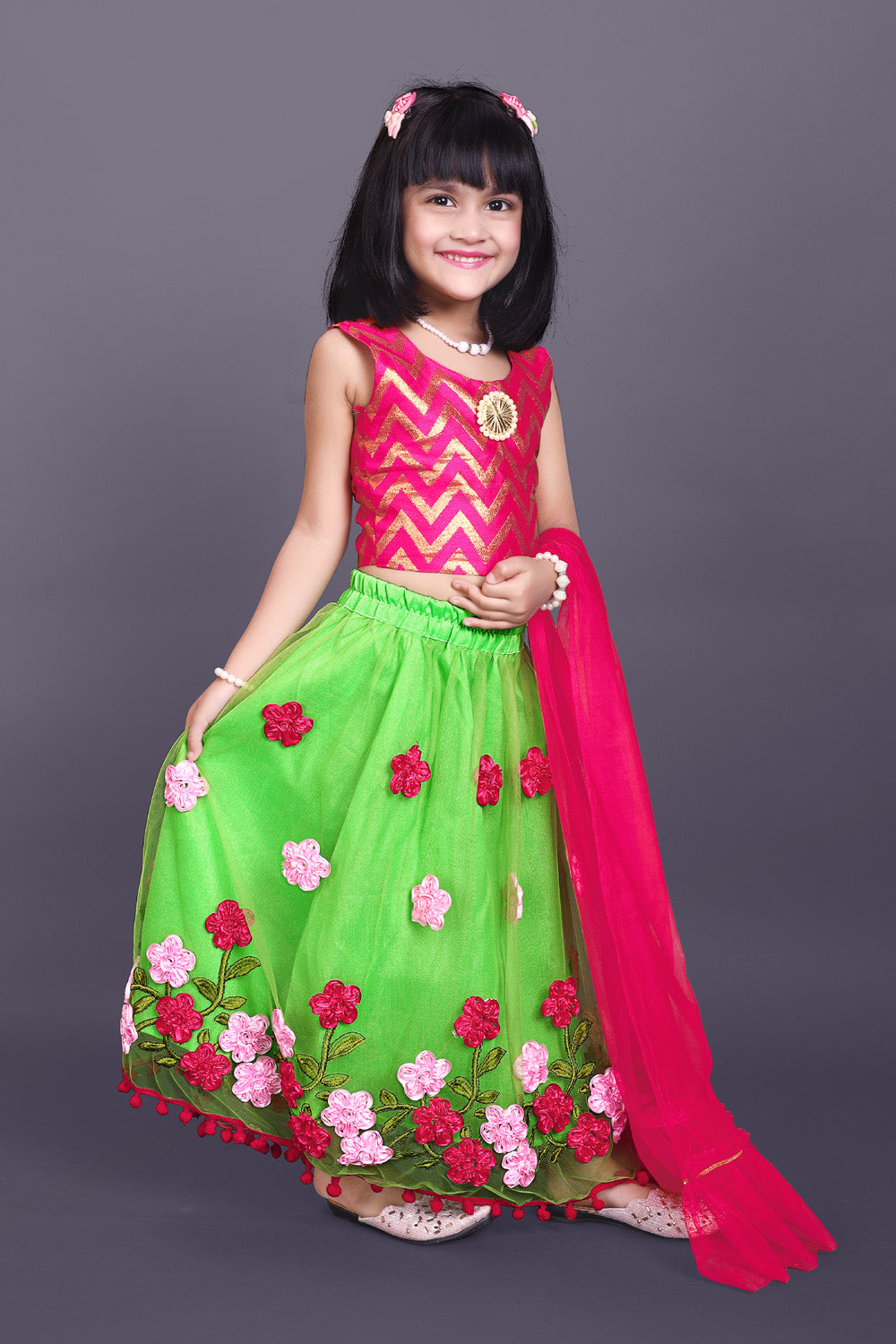 High Demand Embroidered Lehenga, Choli and Dupatta Set