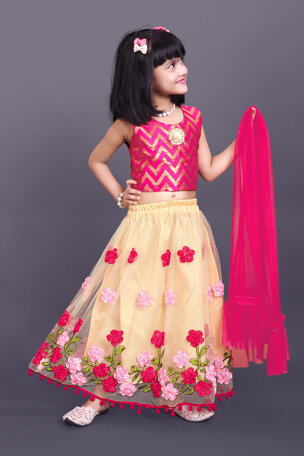 Girls Embroidered Lehenga Choli Set with Dupatta | Premium Kids Indian Wedding & Festive Wear