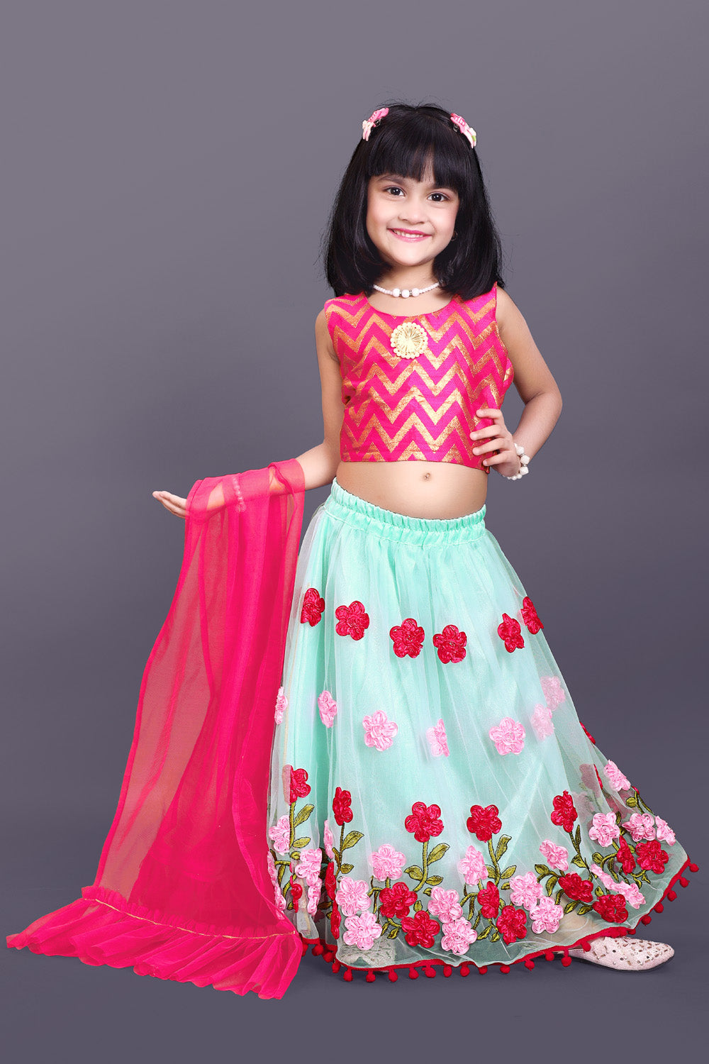 Girls Embroidered Lehenga Choli Set with Dupatta | Premium Kids Indian Wedding & Festive Wear