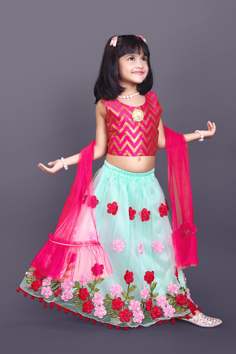 Girls Embroidered Lehenga Choli Set with Dupatta | Premium Kids Indian Wedding & Festive Wear