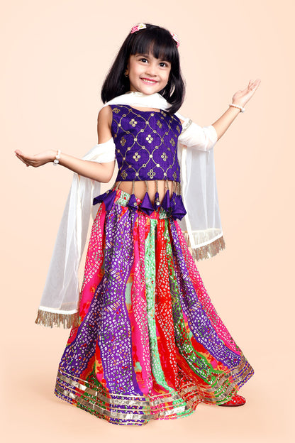 Girls Ethnic Wear Printed Lehenga, Choli and Dupatta Set