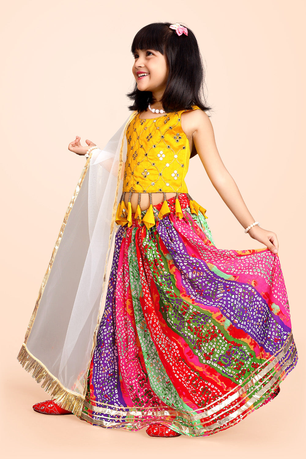 Girls Ethnic Wear Printed Lehenga, Choli and Dupatta Set
