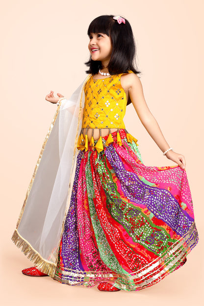 Girls Ethnic Wear Printed Lehenga, Choli and Dupatta Set