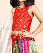 Girls Ethnic Wear Printed Lehenga, Choli and Dupatta Set