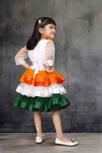Indian Festive Tricolor Dress for Girls – Knee Length Party Wear