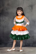 Indian Festive Tricolor Dress for Girls – Knee Length Party Wear