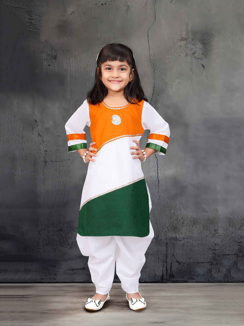 Girls kurta and dhoti pant set tricolor Republic Day outfit