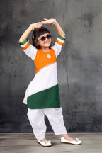 Republic Day Kurta and Dhoti Pant Set for Girls – Tricolor Ethnic Wear