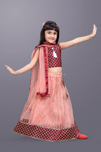 Girls Checkered Lehenga Choli with Dupatta – Festive Ethnic Wear